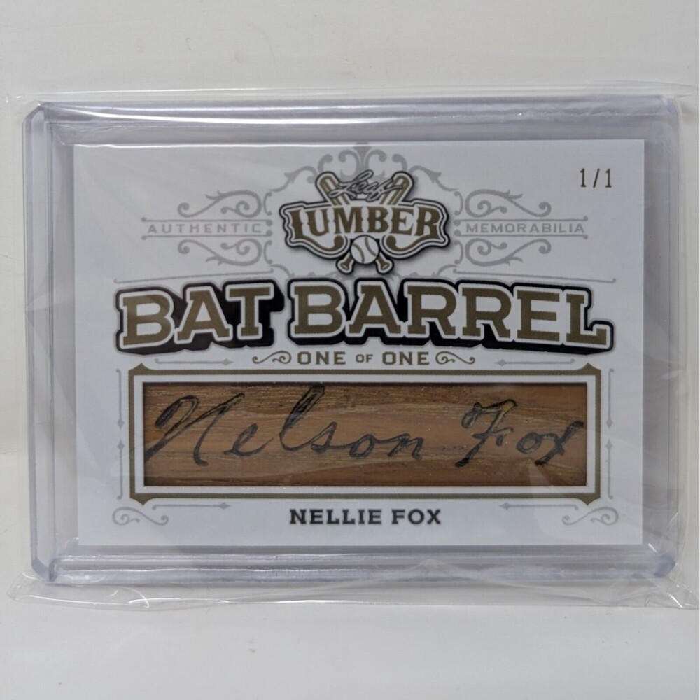 2024 Leaf Lumber Nellie Fox 1/1 Bat Barrel Nameplate BB-75 HOF Game Used Nelson